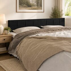Stylish Black Velvet Headboard 160cm with Wooden Legs