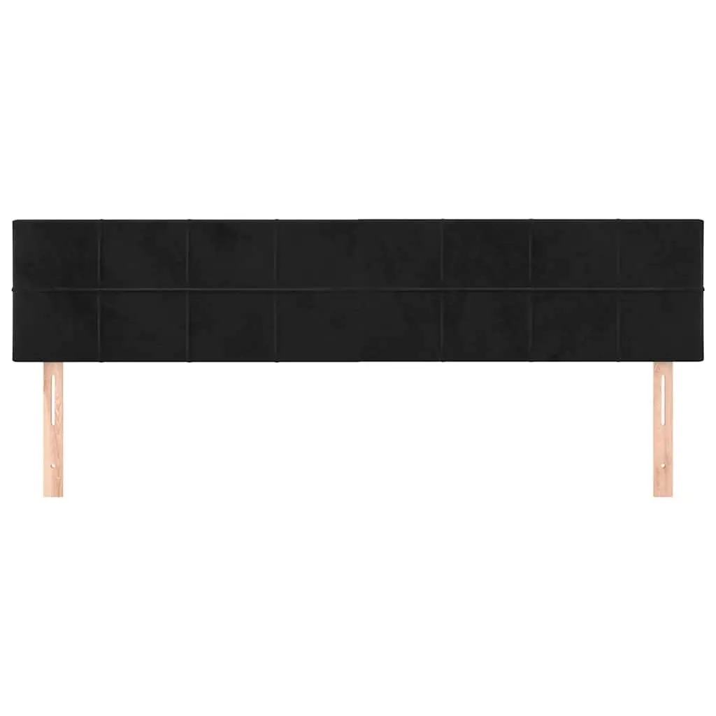 Headboard Velvet 160cm Adjustable Height Black Wooden Legs