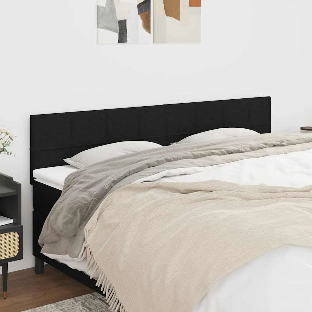 Adjustable Height Fabric Headboard Black 200cm Wide Wooden Legs