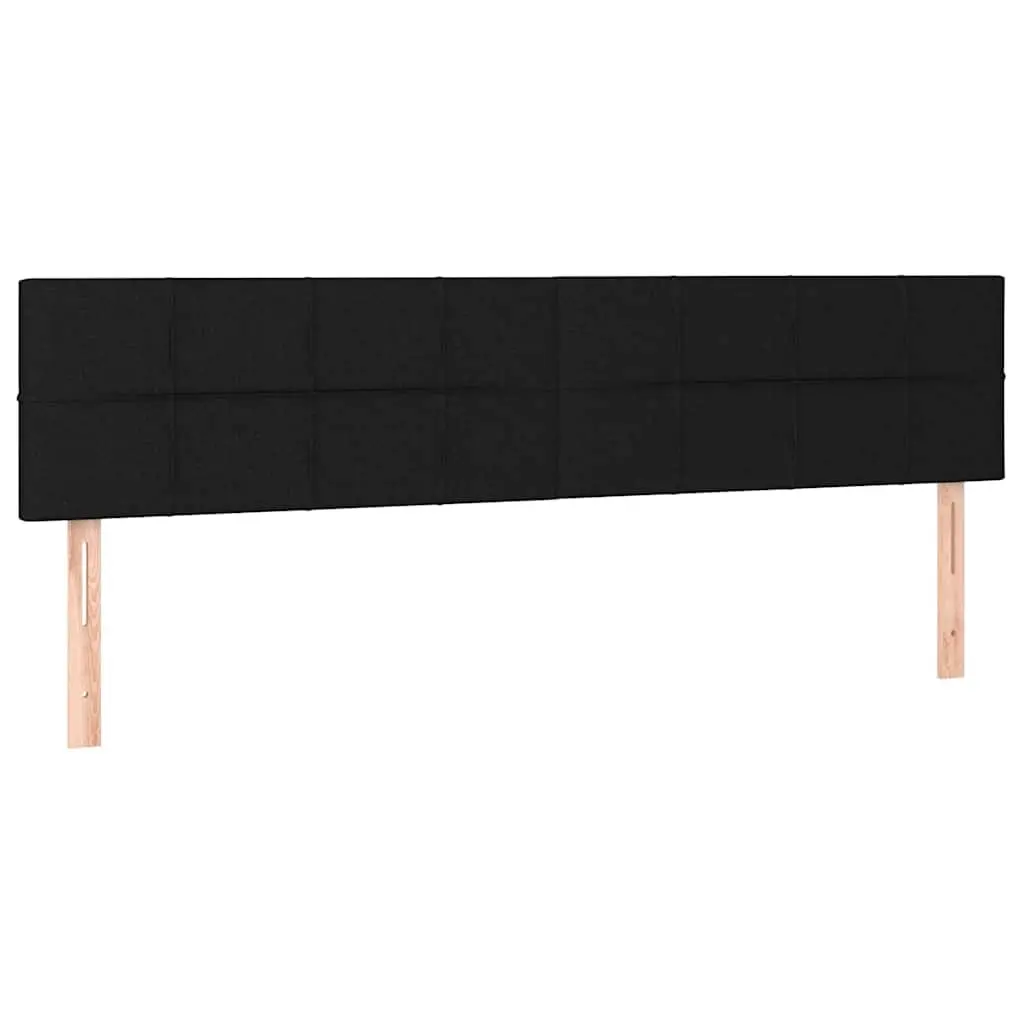Adjustable Height Fabric Headboard Black 200cm Wide Wooden Legs