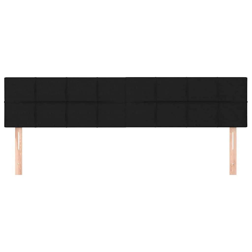 Adjustable Height Fabric Headboard Black 200cm Wide Wooden Legs
