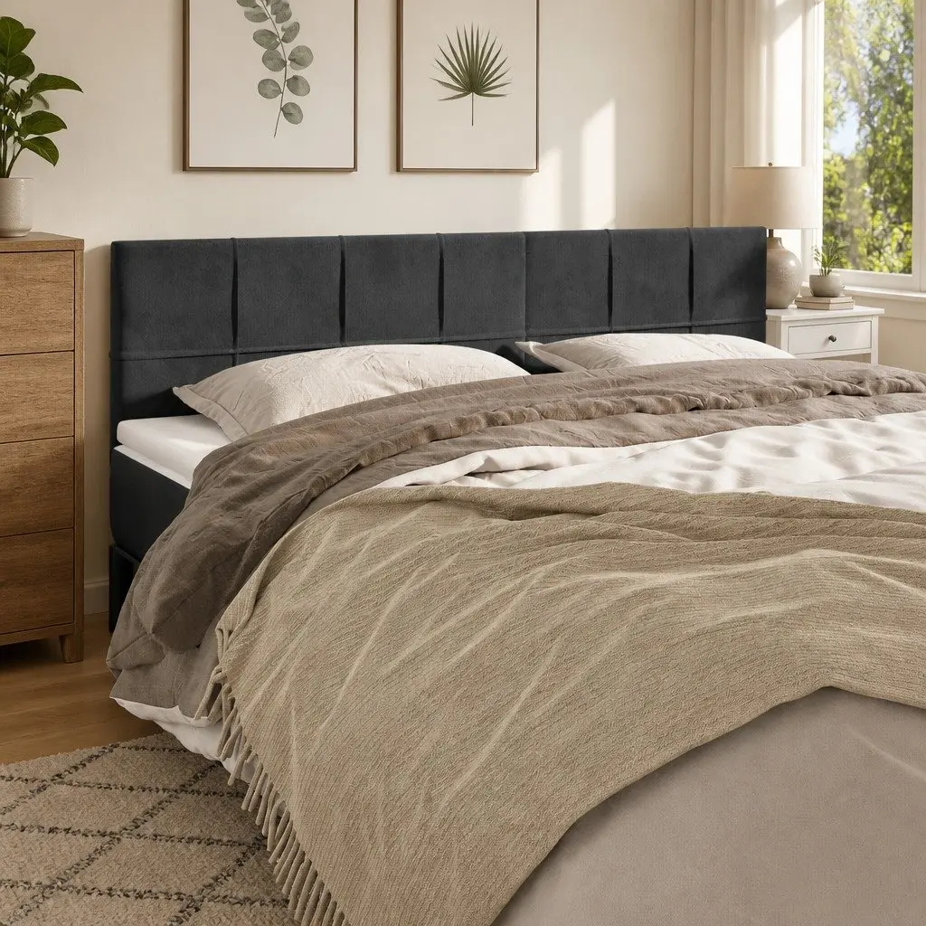 Adjustable Height Grey Velvet Headboard