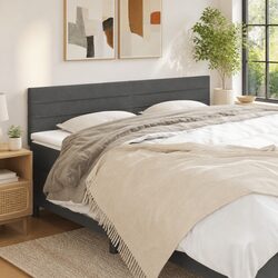 Durable Dark Grey Headboard 200x5x78/88 cm for Beds