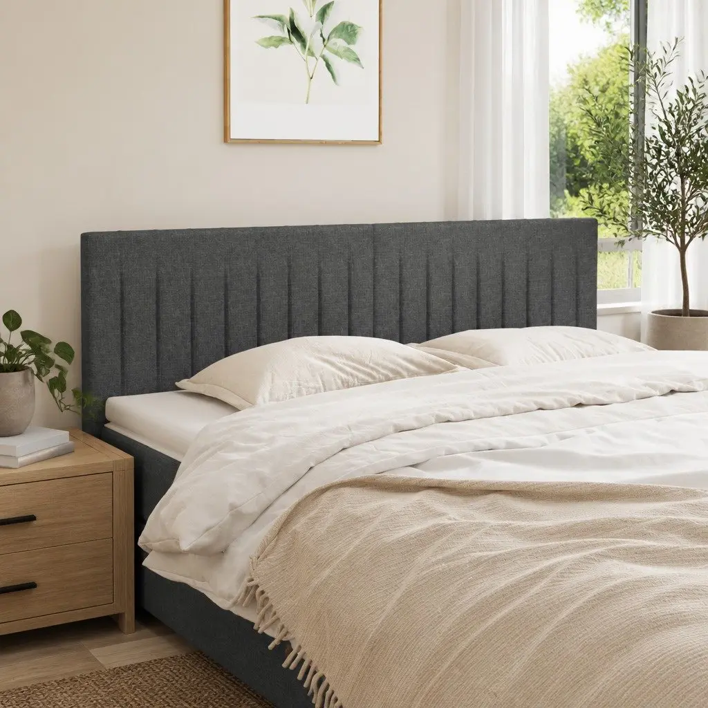 Dark Grey Fabric Headboard with Adjustable Height