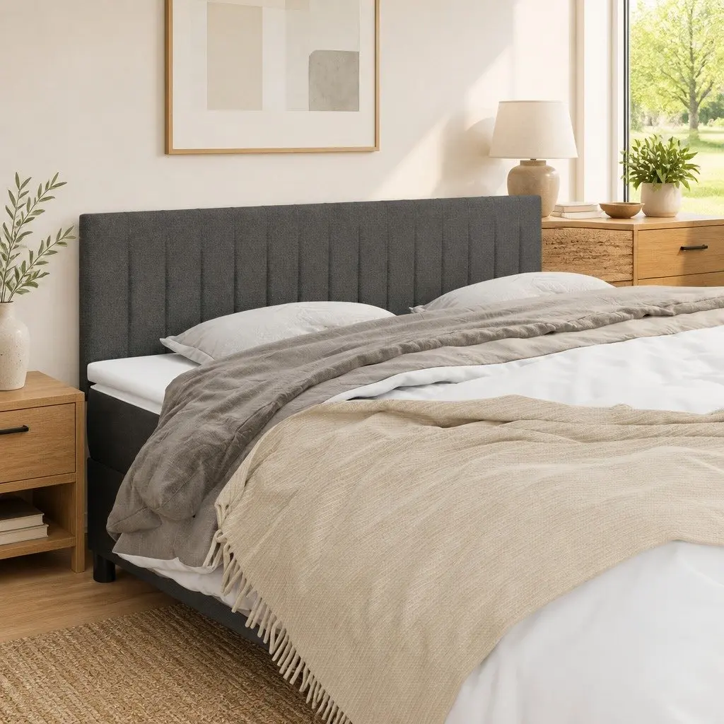 Grey Fabric Headboard 160x5x78/88 cm