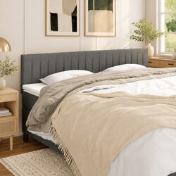 Stylish Dark Grey Fabric Headboard with Adjustable Height