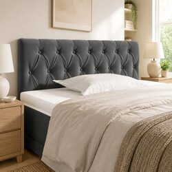 Stylish Grey Velvet Headboard 100cm for Bed Frames