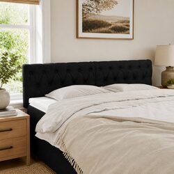 Stylish Black Fabric Headboard with Adjustable Height