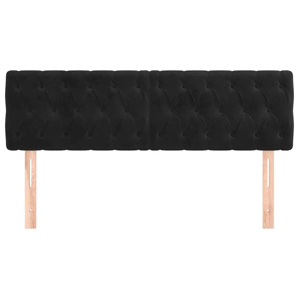 Velvet Headboard Black 160cm Adjustable Height Bedroom Furniture with Wooden Legs