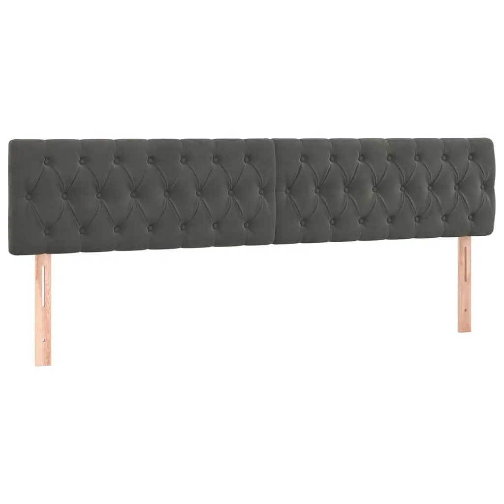 Headboard Velvet 200cm Grey Adjustable Height Wooden Legs