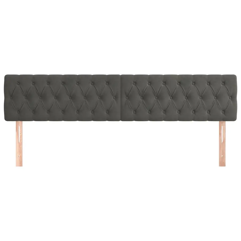 Headboard Velvet 200cm Grey Adjustable Height Wooden Legs