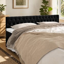 Stylish Black Velvet Headboard with Adjustable Height