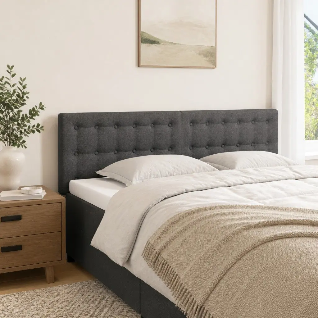 Headboard Fabric Grey Adjustable Height 144x5x78/88 cm