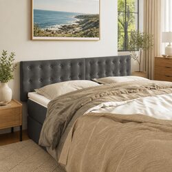 Premium Grey Velvet Headboard with Wooden Legs