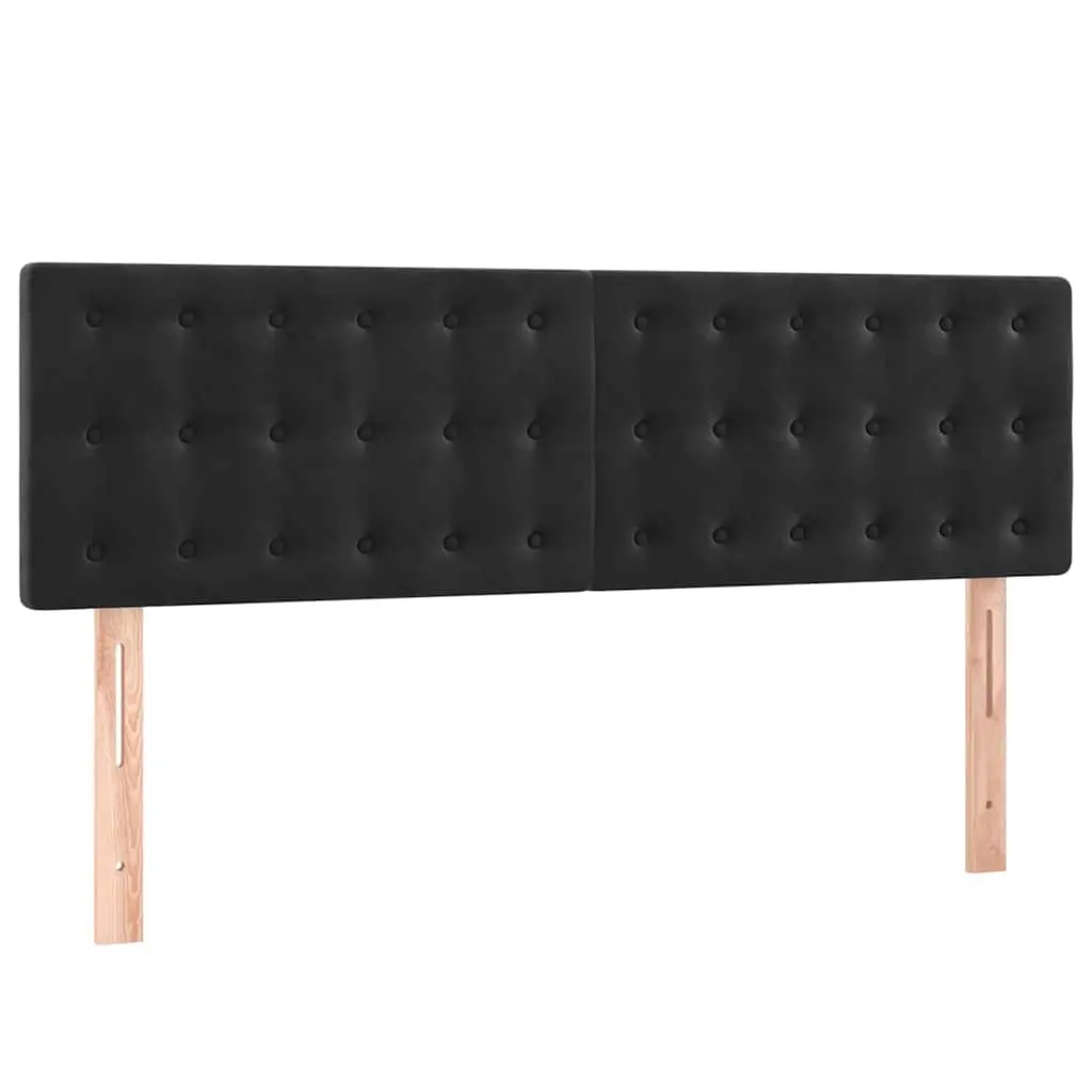 Headboard Velvet Black Adjustable Height Wooden Legs
