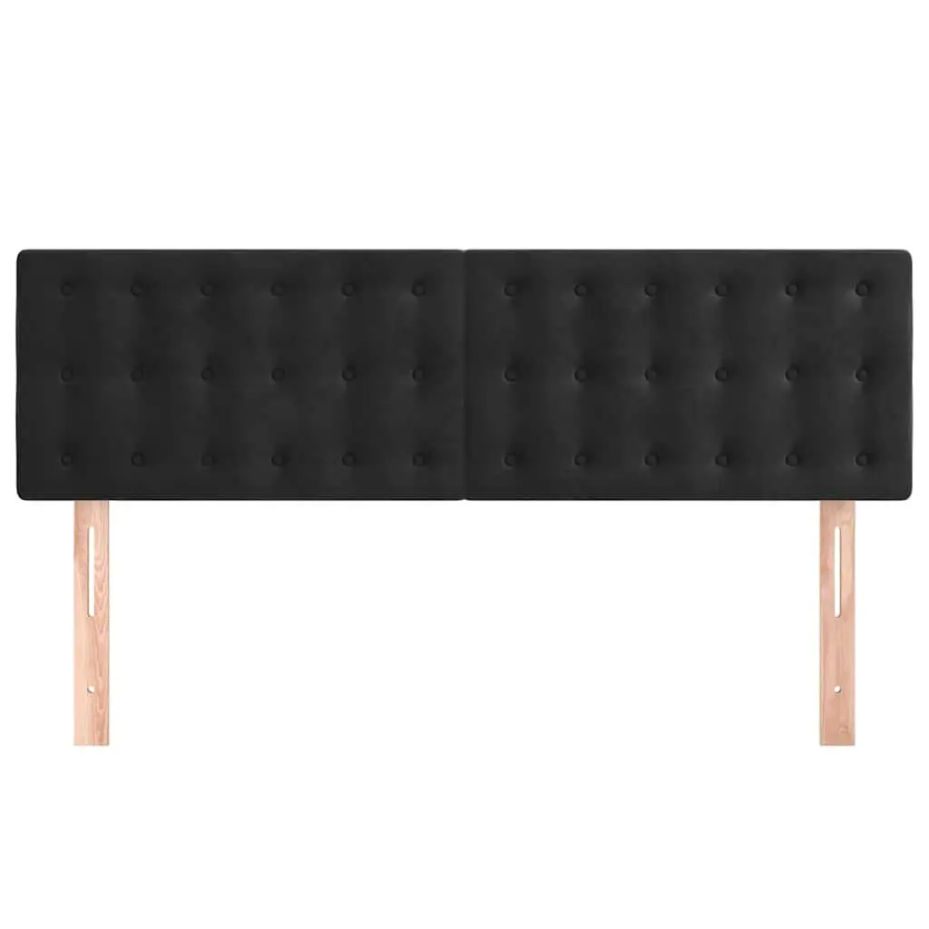 Headboard Velvet Black Adjustable Height Wooden Legs