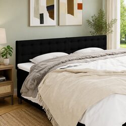 Classic Black Fabric Headboard with Adjustable Height