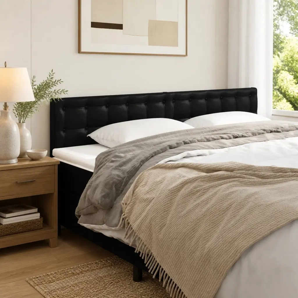 Faux Leather Headboard 160cm Adjustable Height Black