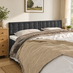 Sturdy Dark Grey Velvet Headboard 160cm with Adjustable Height