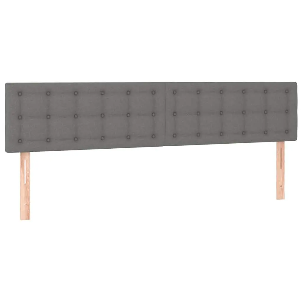 Headboard Fabric Grey Adjustable Height Wooden Legs