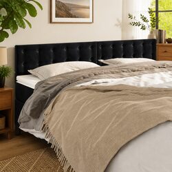 Black Velvet Headboard 200cm with Adjustable Height