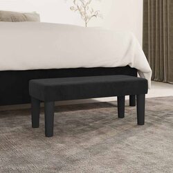 Stylish Black Velvet Bench with Padded Foam Seating