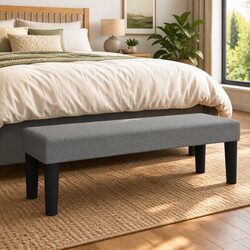 Stylish Grey Fabric Upholstered Bench for Living Spaces