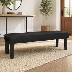 Quality Black Faux Leather Padded Bench for Extra Seating