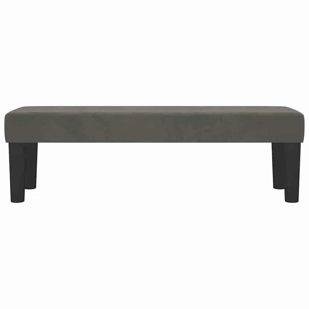 Dark Grey Velvet Bench with Padded Seating