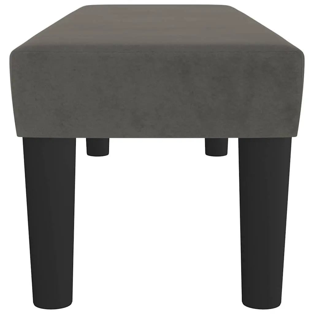 Dark Grey Velvet Bench with Padded Seating