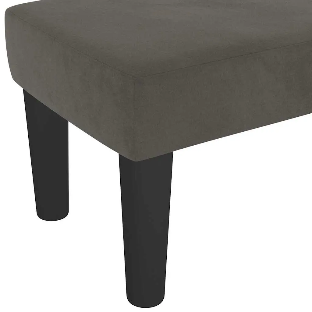 Dark Grey Velvet Bench with Padded Seating