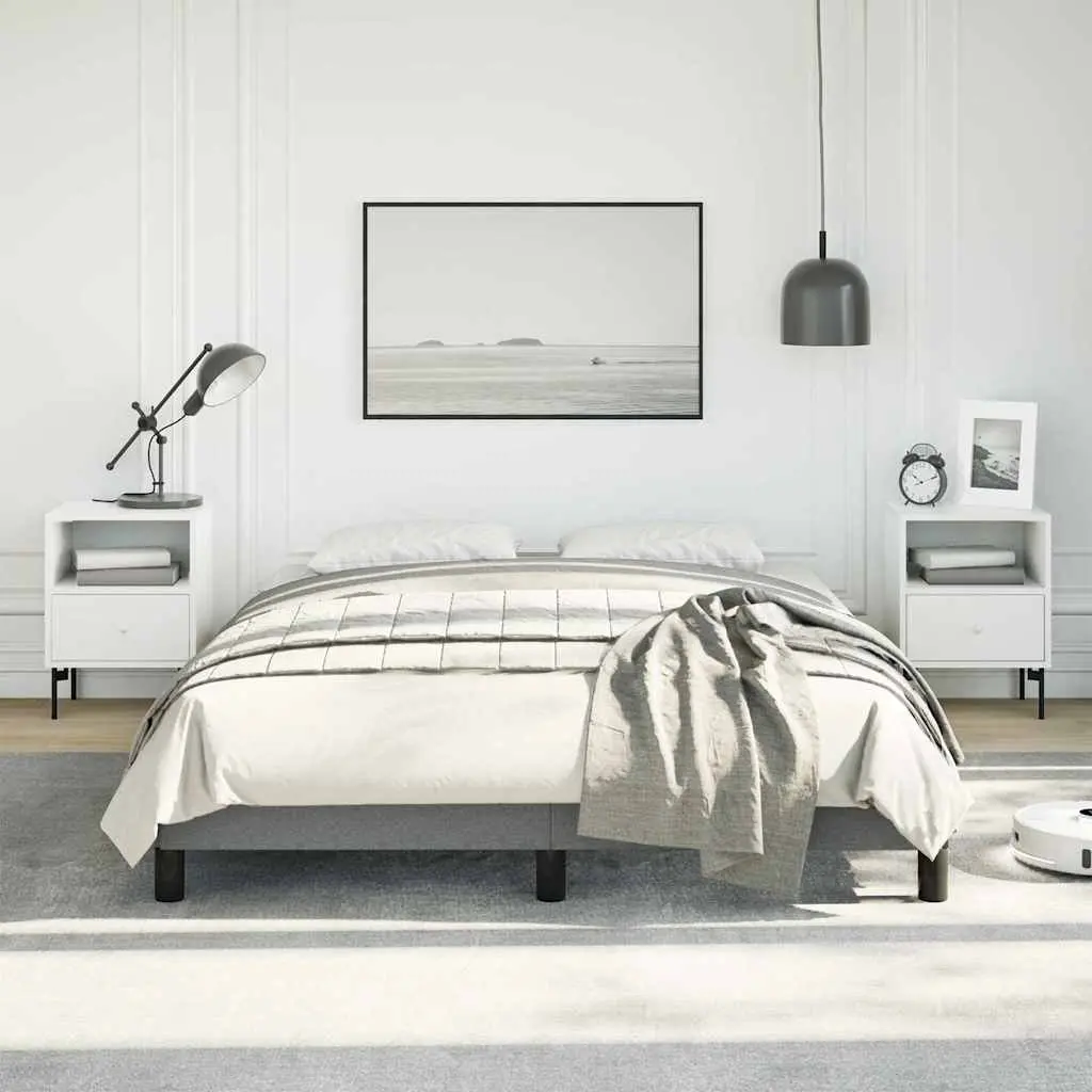 Double Bed Frame Fabric Grey 137x187 cm Upholstered