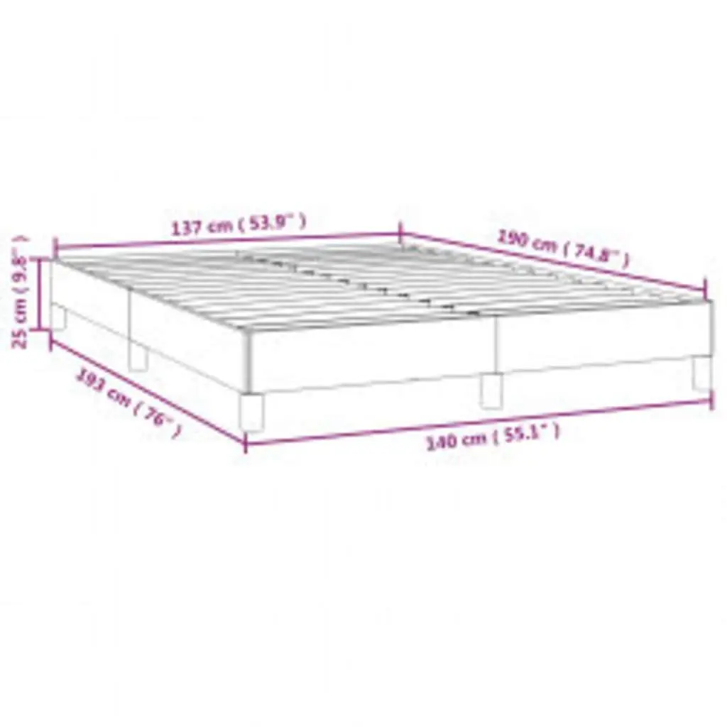 Double Bed Frame Fabric Grey 137x187 cm Upholstered
