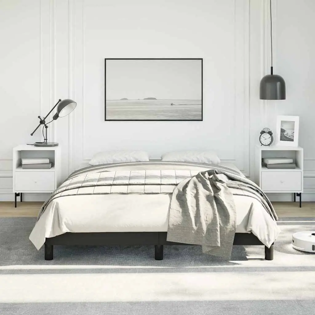 Double Bed Frame Faux Leather 137x187 cm Black
