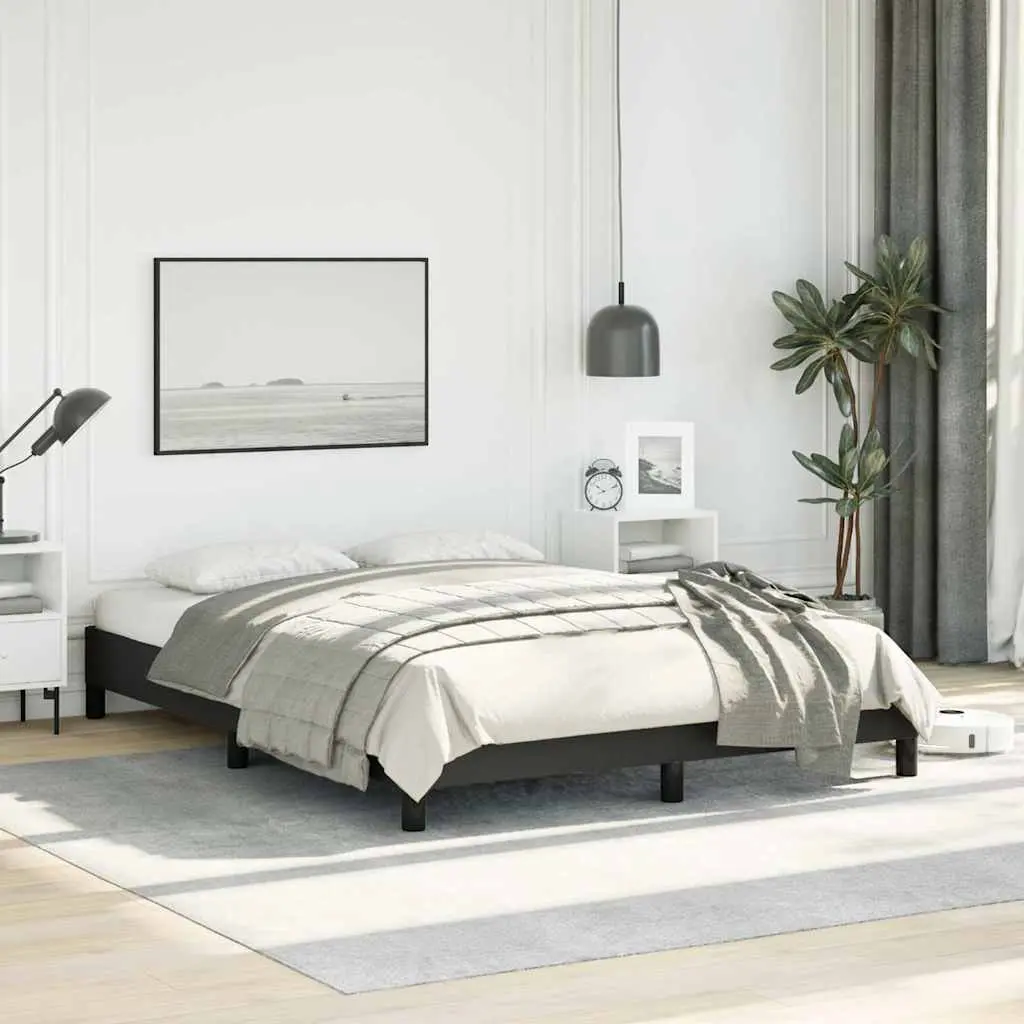 Double Bed Frame Faux Leather 137x187 cm Black