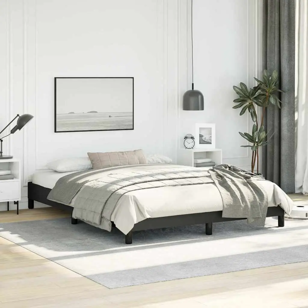 Queen Bed Frame Faux Leather 152x203cm Black