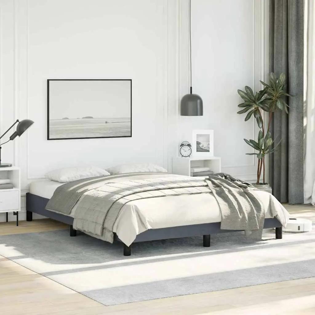 Bed Frame Velvet Grey 137x187cm