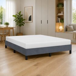 Premium Grey Velvet Queen Bed Frame with Plywood Slats