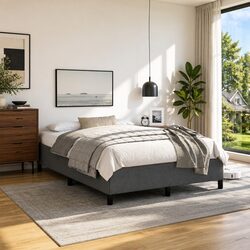 Sturdy Grey Fabric Double Bed Frame 137x187cm