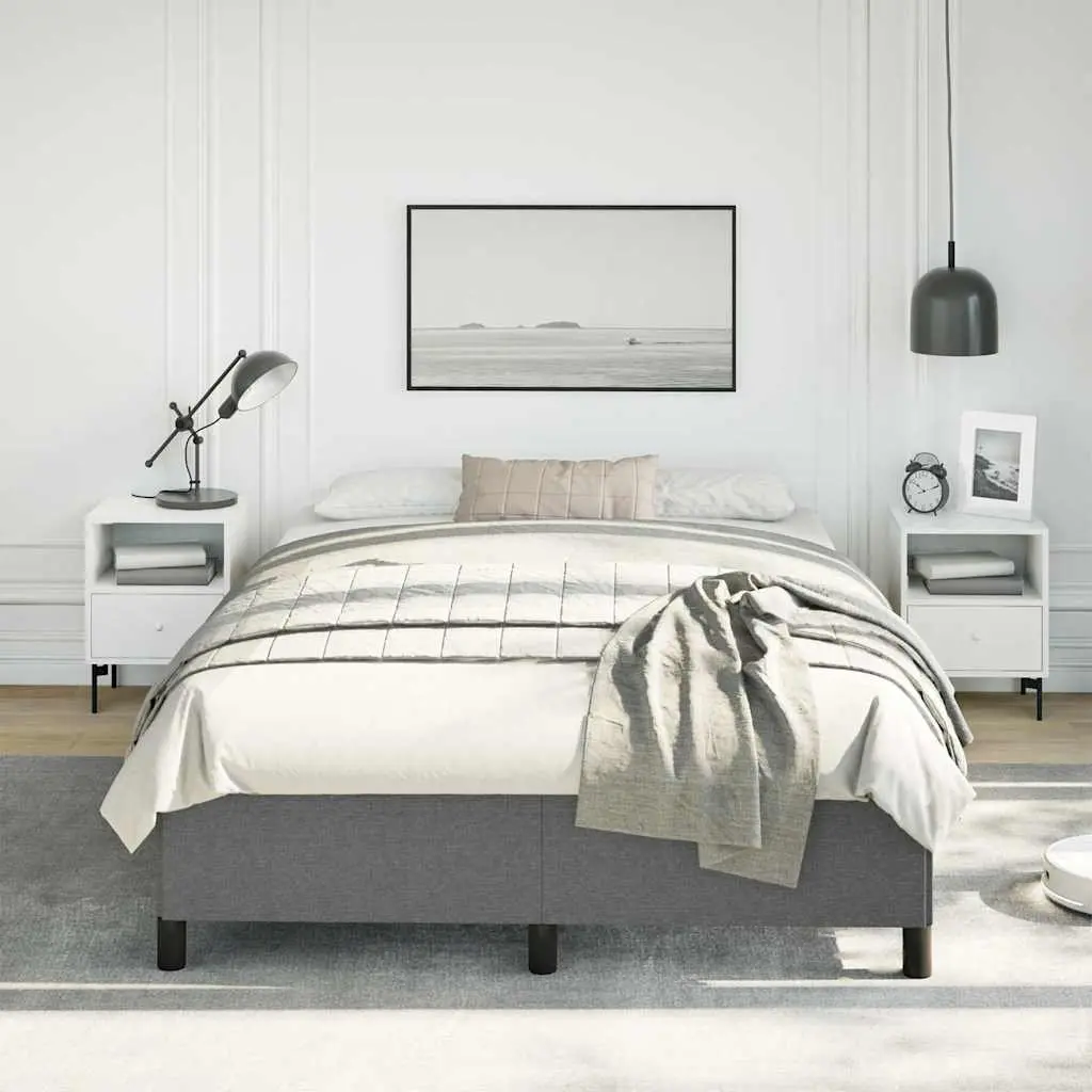 Double Bed Frame Grey Fabric 137x187cm