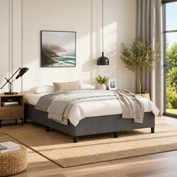 Grey Fabric Queen Bed Frame 152x203 cm for Comfort