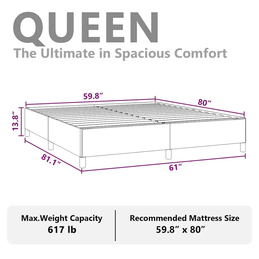 Grey Fabric Queen Bed Frame 152x203 cm for Comfort