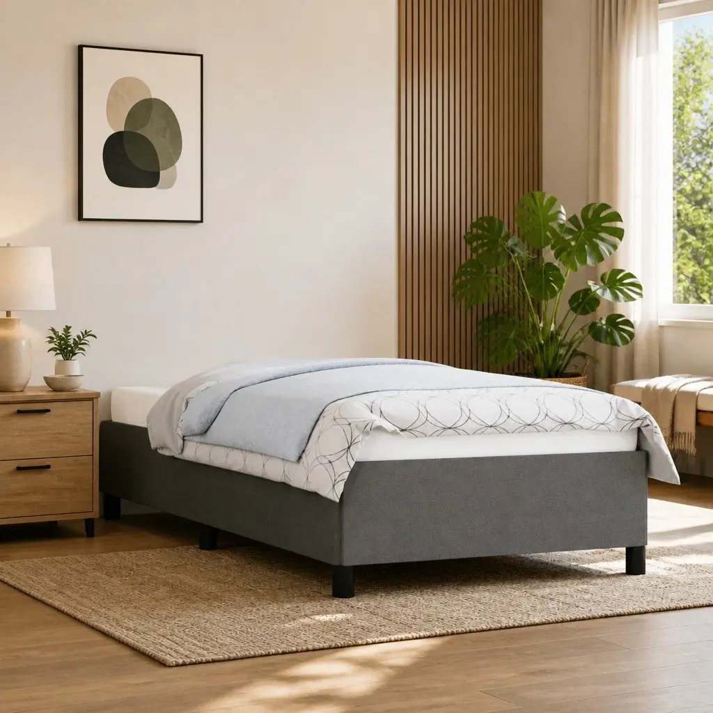 King Single Bed Frame in Grey Upholstery