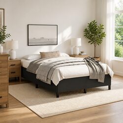 Stylish Black Faux Leather Double Bed Frame 137x187 cm