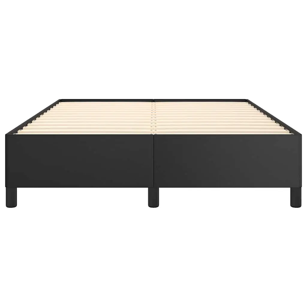 Double Bed Frame Faux Leather Black 137x187 cm Sturdy Support Legs Plywood Slats
