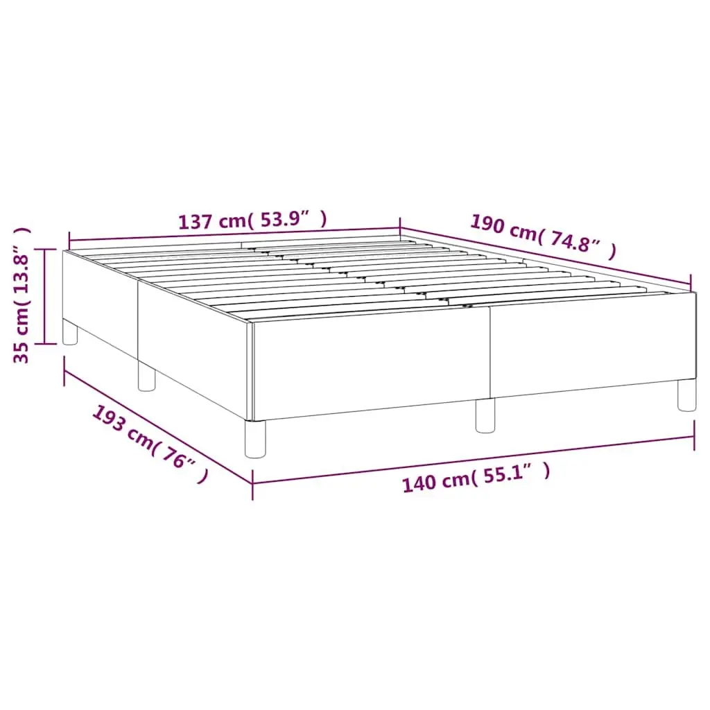 Double Bed Frame Faux Leather Black 137x187 cm Sturdy Support Legs Plywood Slats