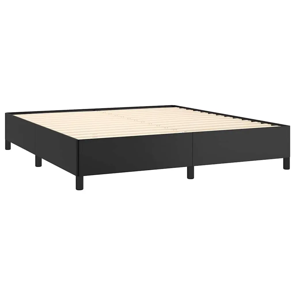 Black Faux Leather Queen Bed Frame 152x203 cm