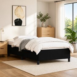 King Single Upholstered Bed Frame Black Faux Leather Sleek Design
