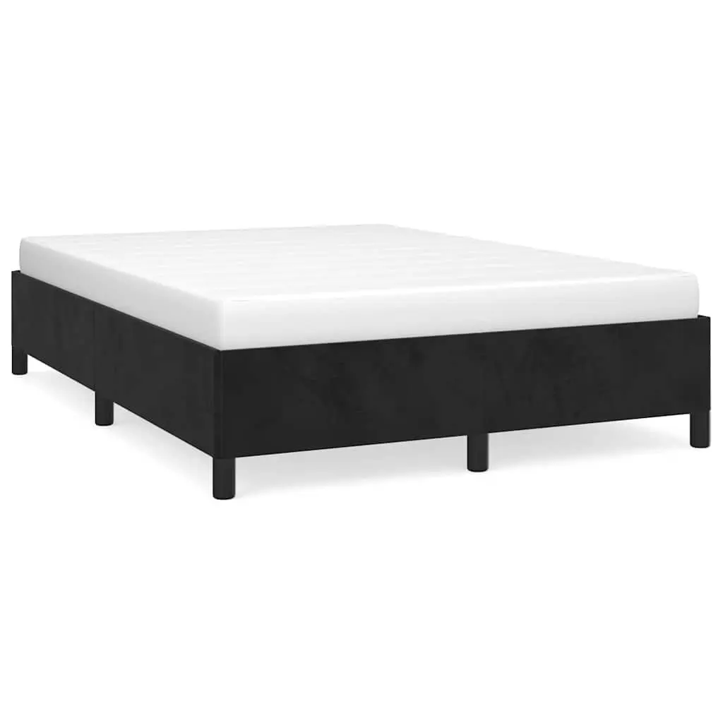 Black Velvet Upholstered Double Bed Frame 137x187cm