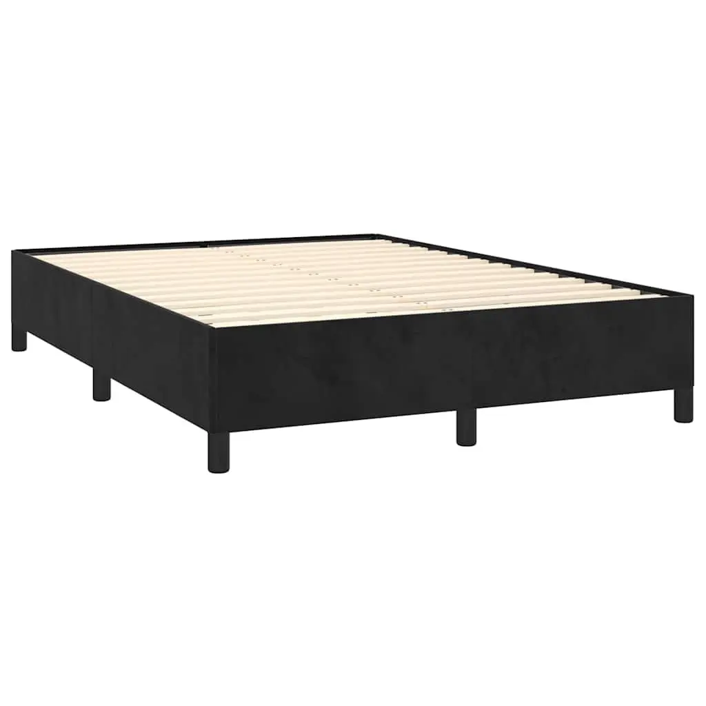 Black Velvet Upholstered Double Bed Frame 137x187cm